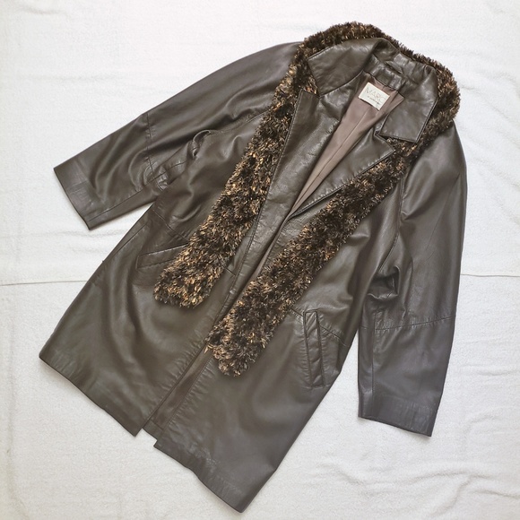 MARC by Andrew Marc Brown Leather Coat - Picture 1 of 8